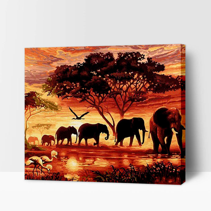 Pintar por números - Elefantes en África